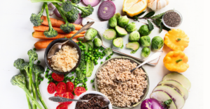Colorful veggies and whole grains to support healthy aging